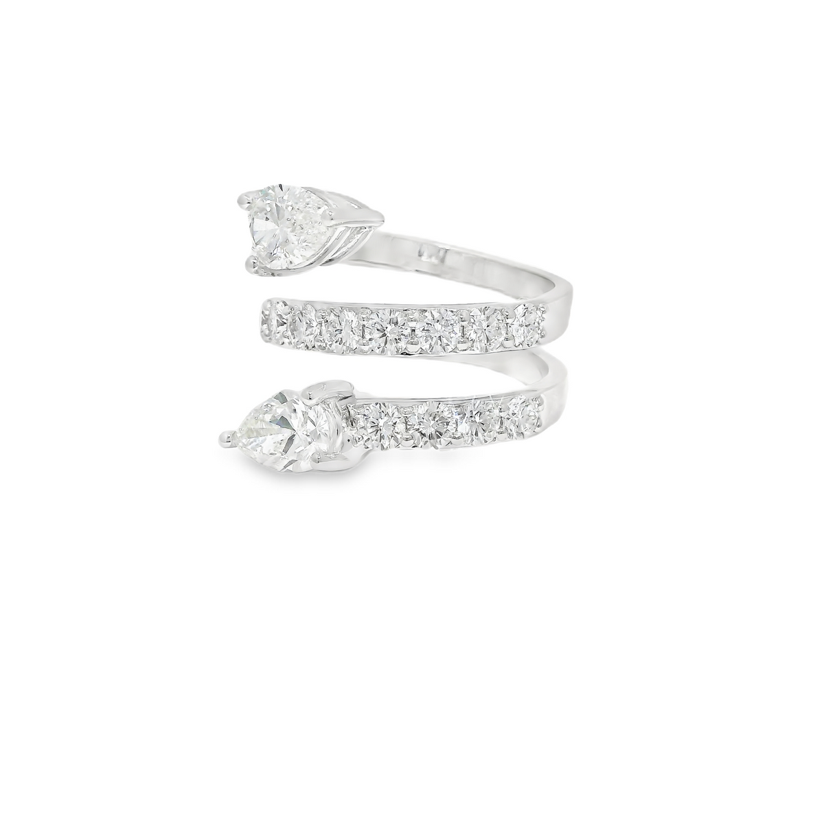 5.58CT Pear Shape and Round Cut Lab Diamond Ring 14k White Gold