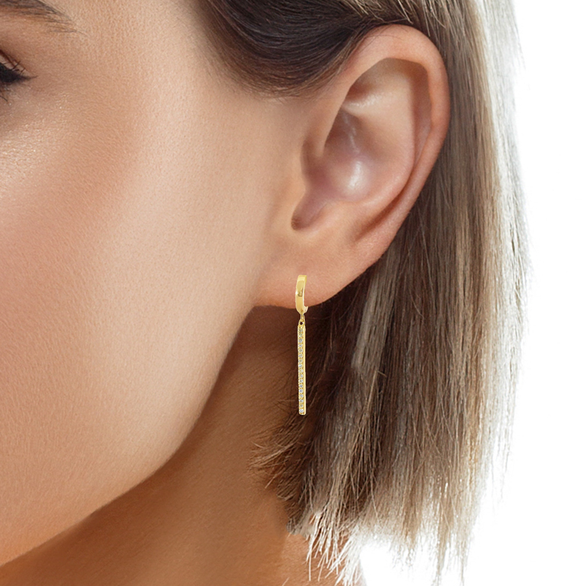 0.24CT Diamond Bar 14k Rose Gold Earring