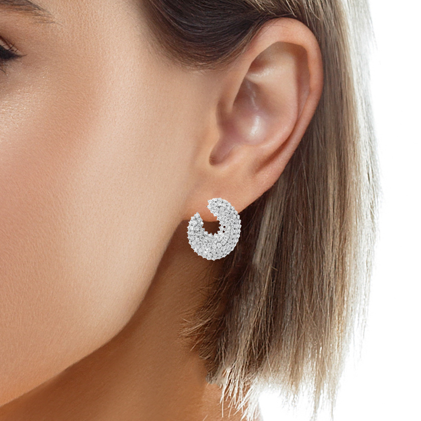 6.36CT Diamond Earrings 14k White Gold