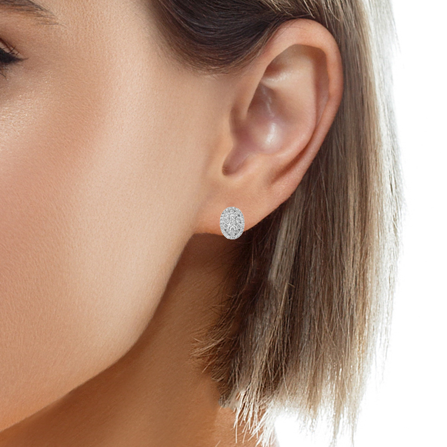 1.09CT Diamond 14k White Gold Earring