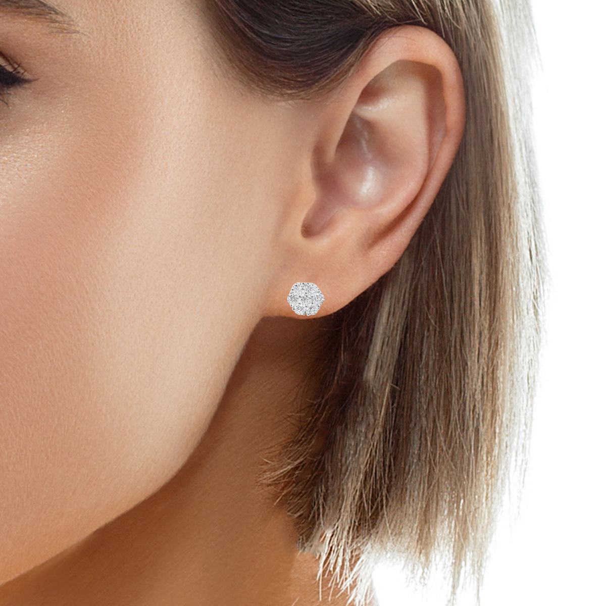 1.18CT Diamond Earrings 14k White Gold