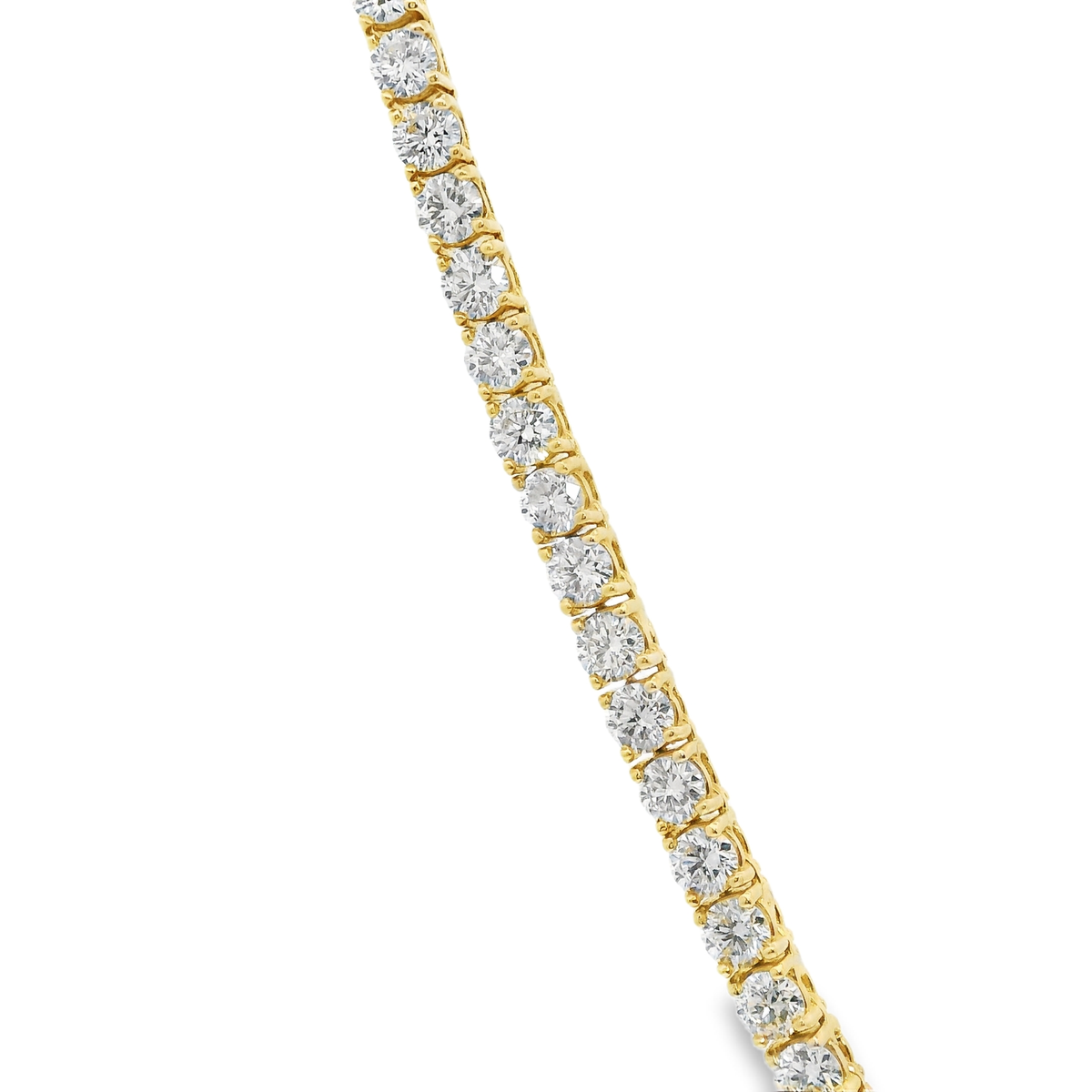 11.07CT Diamond 4 Prong Graduated Tennis 14K Yellow Gold Necklace