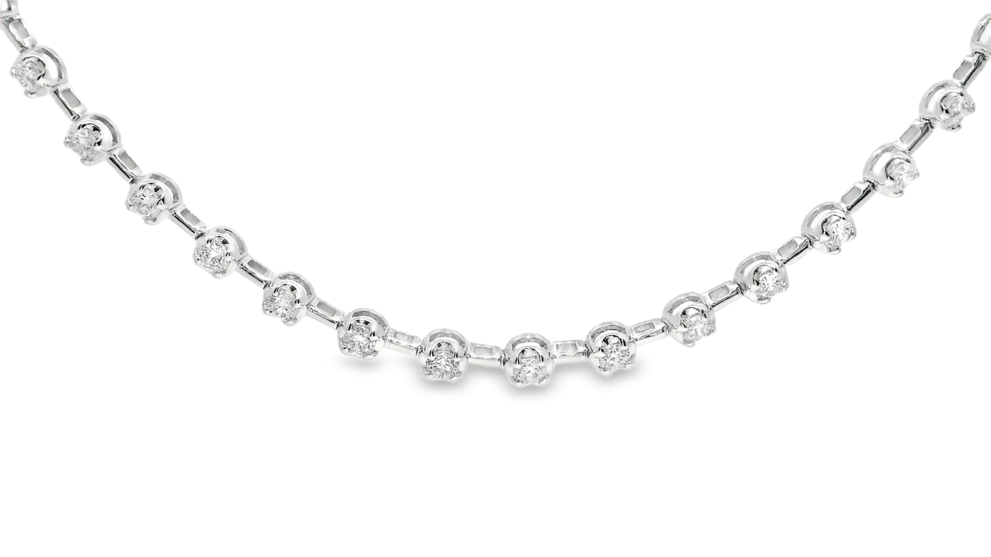 3.39CT Diamond Necklace 14k White Gold