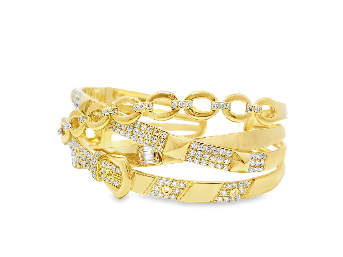 3.80CT Diamond Bangle 14K Yellow Gold