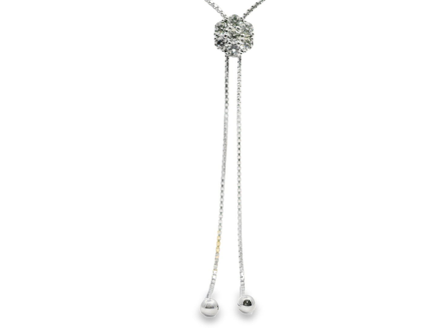 1.23CT Diamond Flower Lariat Pendant 14k White Gold