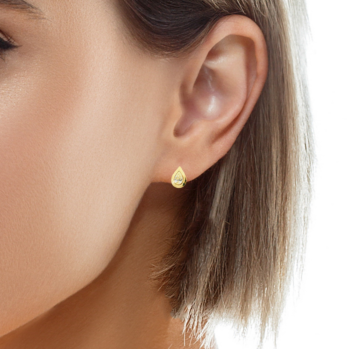1.45CT Lab Diamond Pear Shape Earring 14k Yellow Gold
