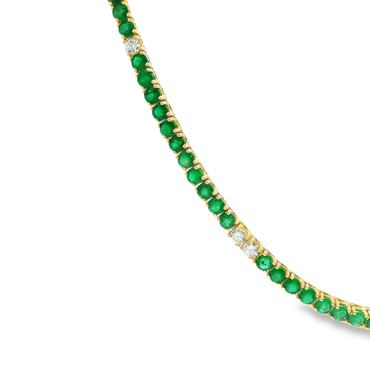 1.88CT Diamond 13.93CT Emerald Tennis Necklace 14k Yellow Gold
