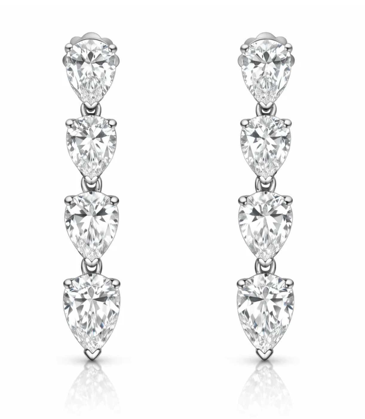 2.59CT Lab Diamond Pear Shape Earrings 14k White Gold