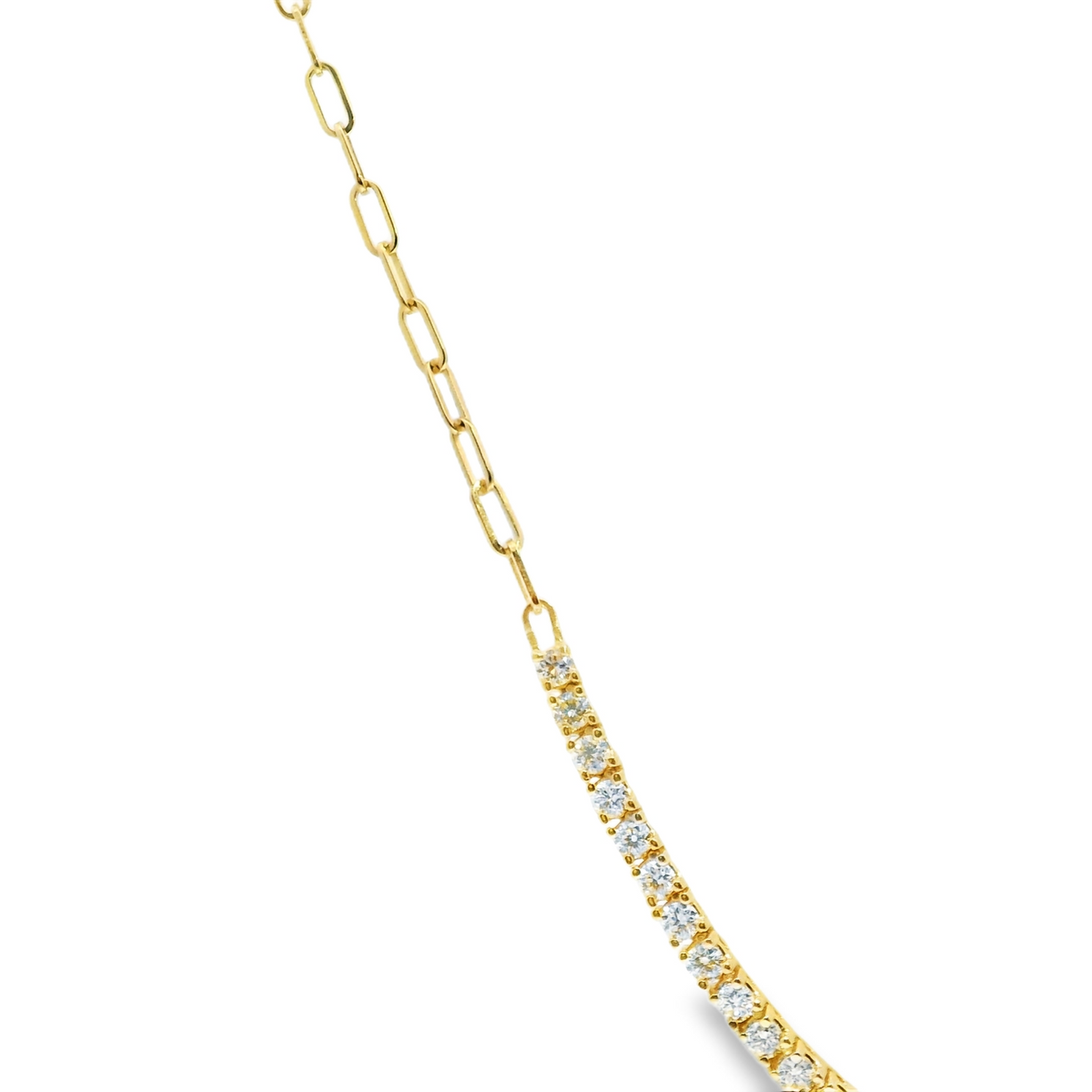 5.20CT Diamond 4 Prong Half Way Tennis 14k Yellow Gold Necklace