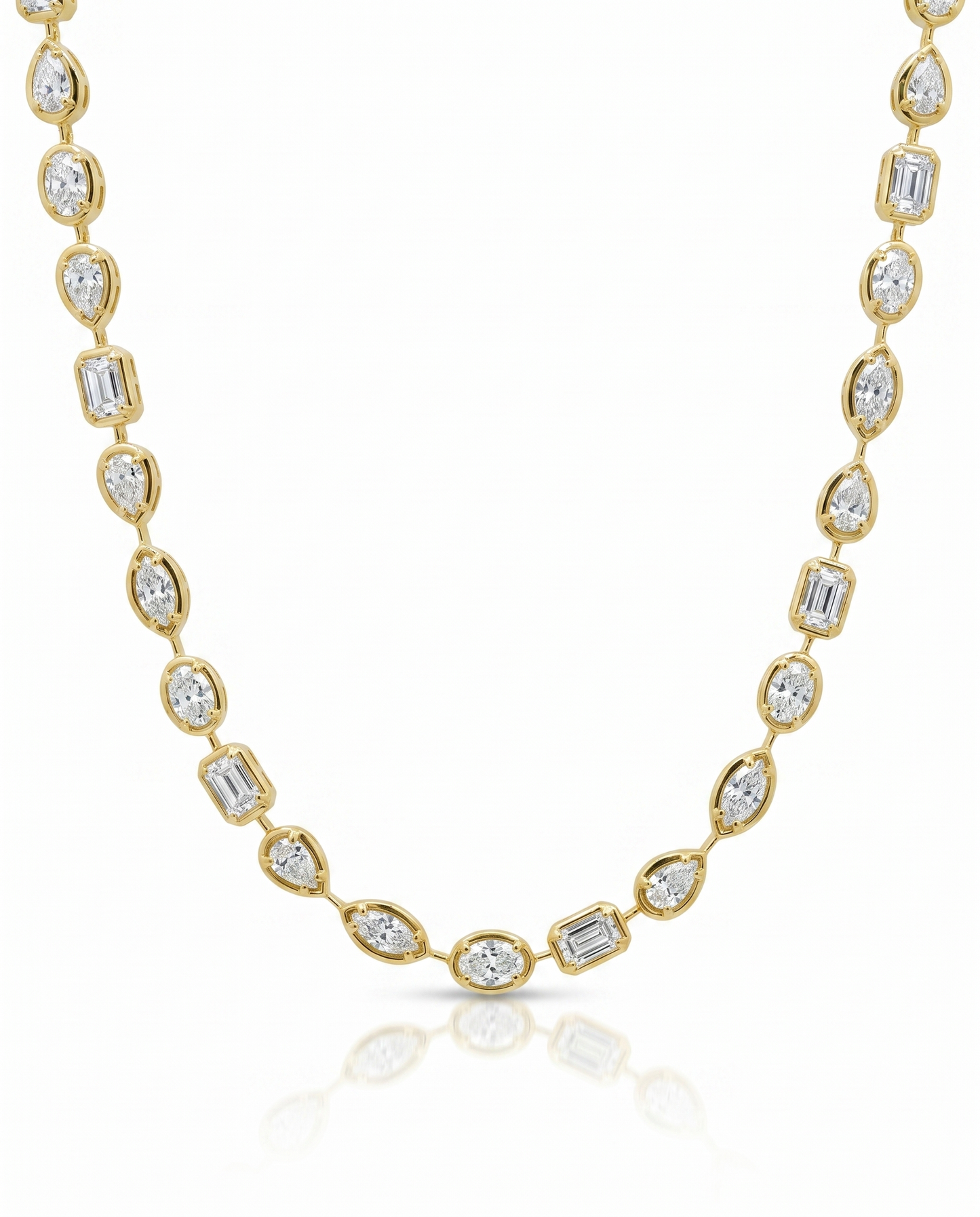 12.39CT Multi Shaped Lab Diamond 14k Yellow Gold Necklace