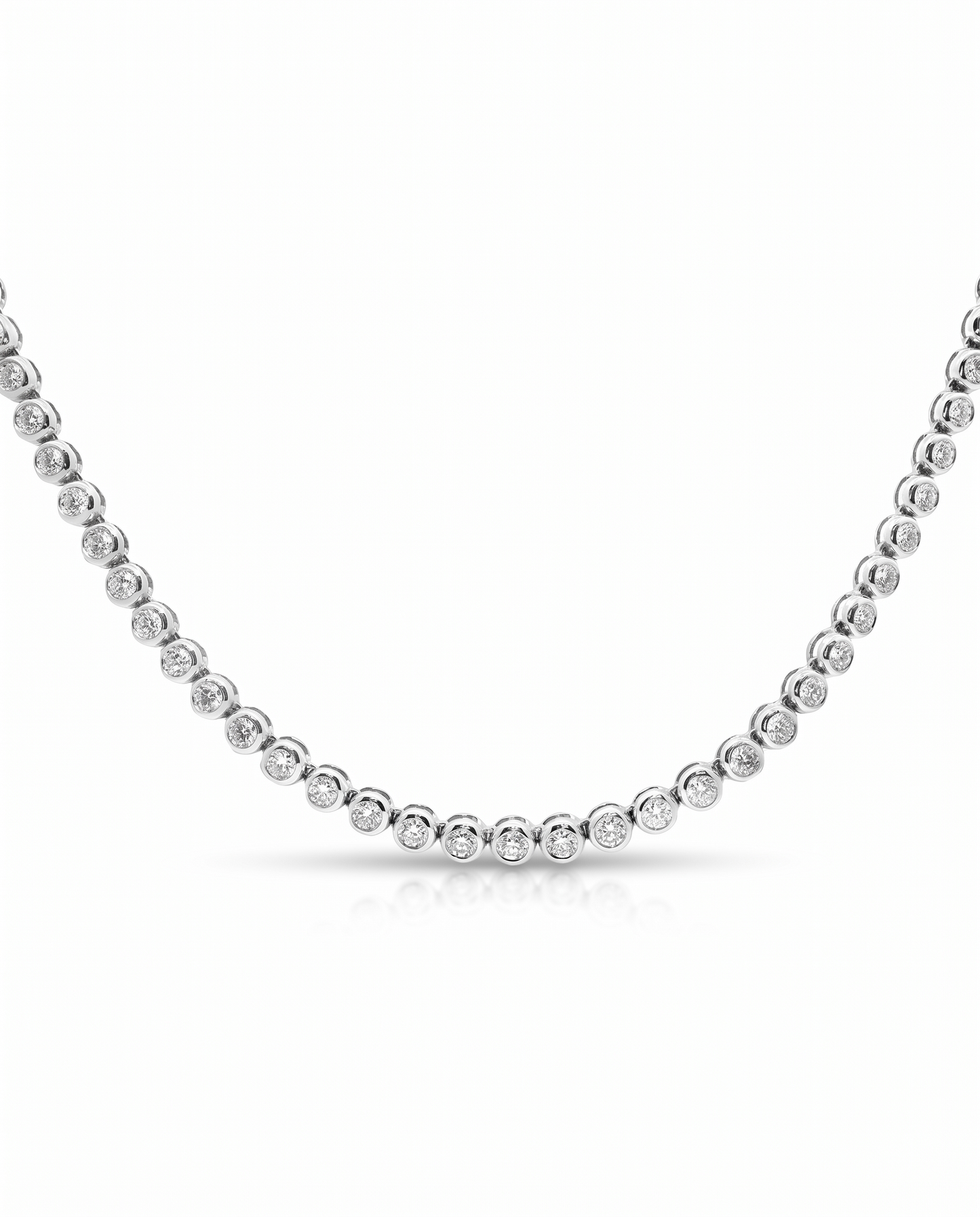 6.68CT Diamond Bezel Tennis 14k White Gold Necklace