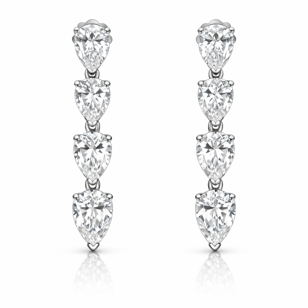 2.59CT Lab Diamond Pear Shape Earrings 14k White Gold