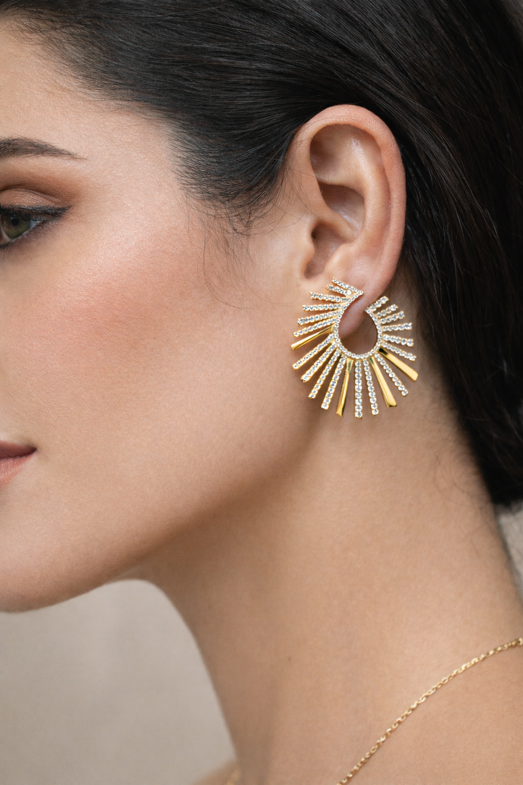 3.53CT Sunburst Earrings 14k Yellow Gold