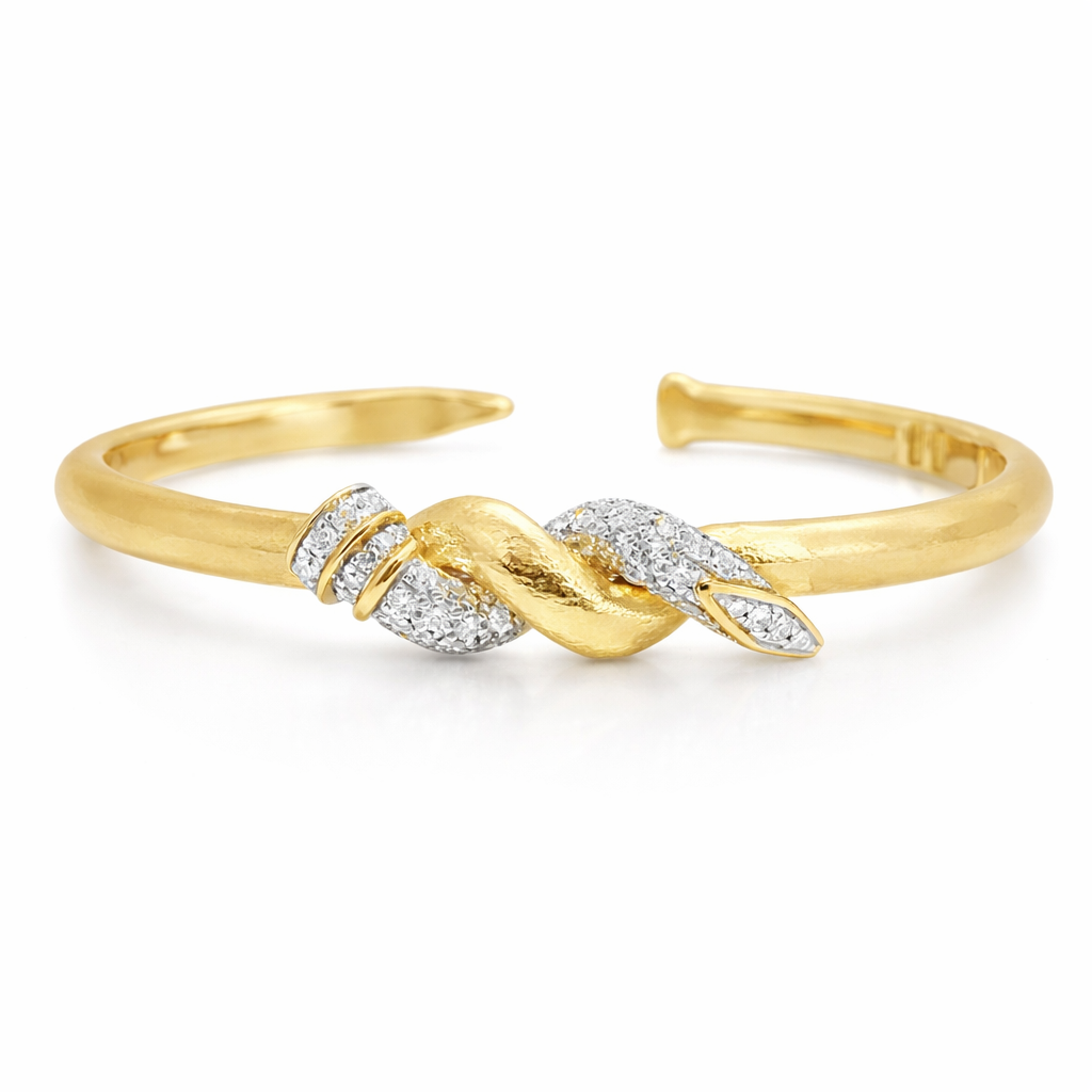 0.74CT Diamond 14k Yellow Gold Bangle