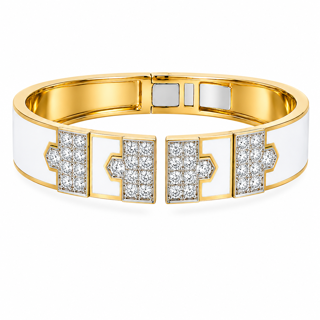 2.86CT Diamond Bangle with White Enamel