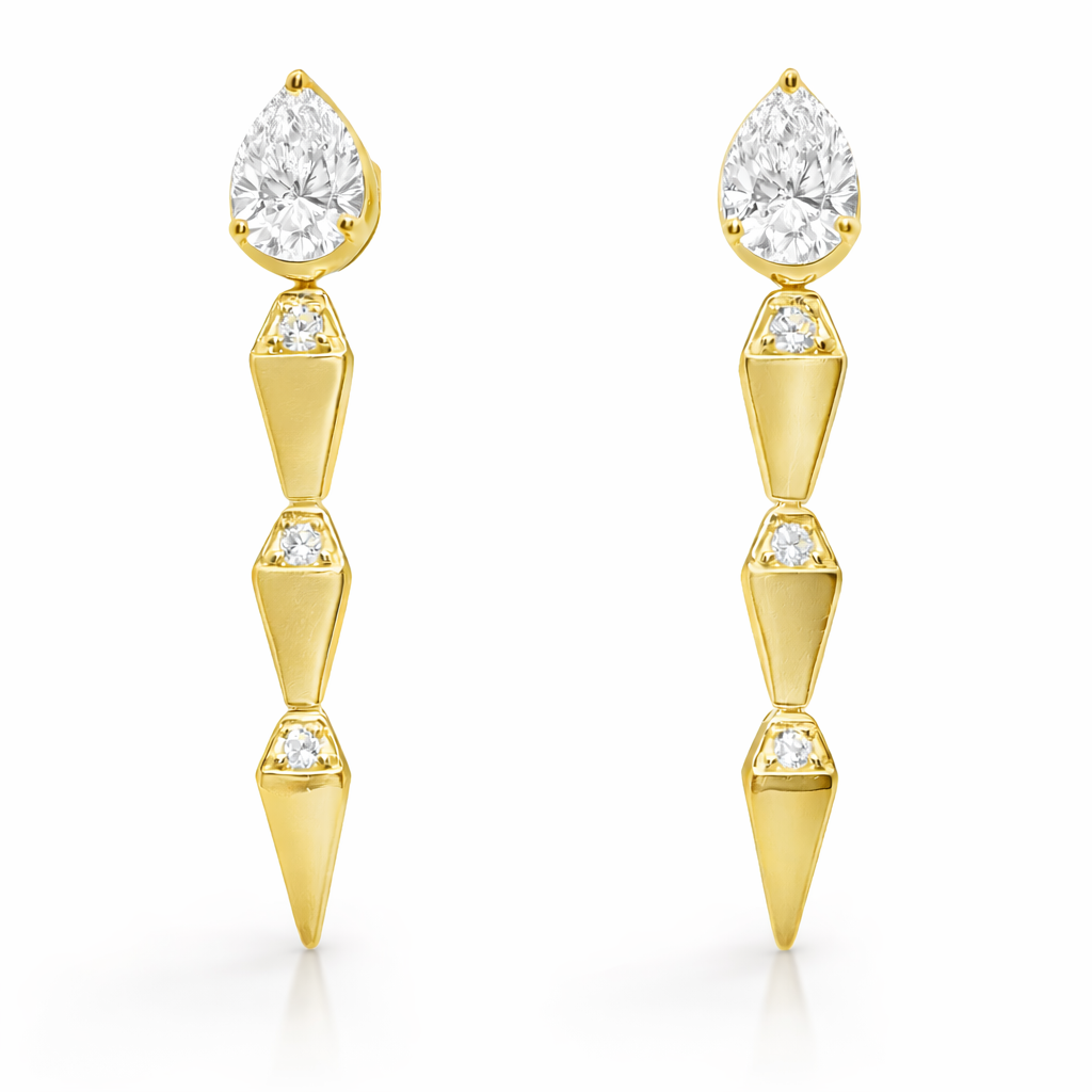 1.38CT Lab Diamond 14k Yellow Gold Earring