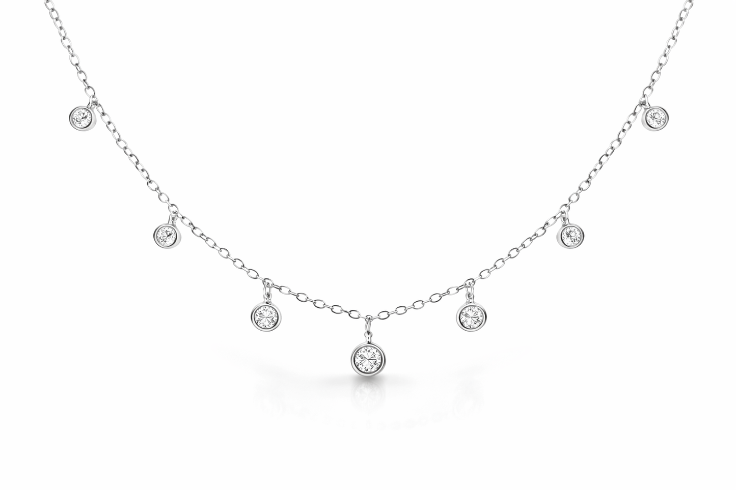0.42CT Diamond by The Yard Necklace 14k White Gold