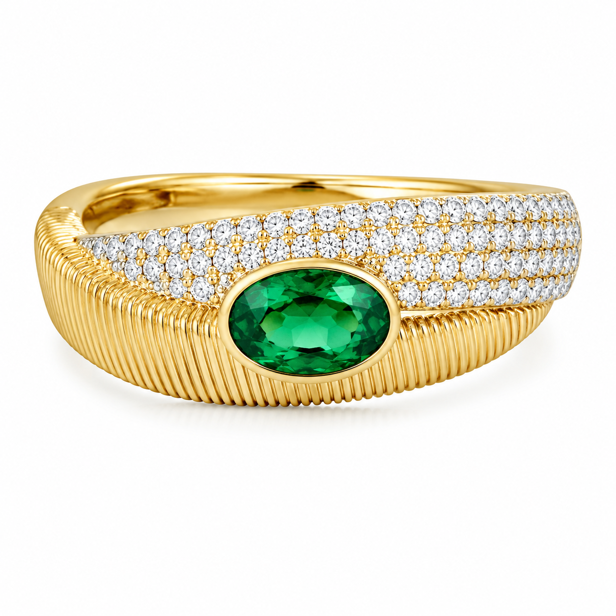 0.32CT Diamond and 0.44CT Emerald 14K