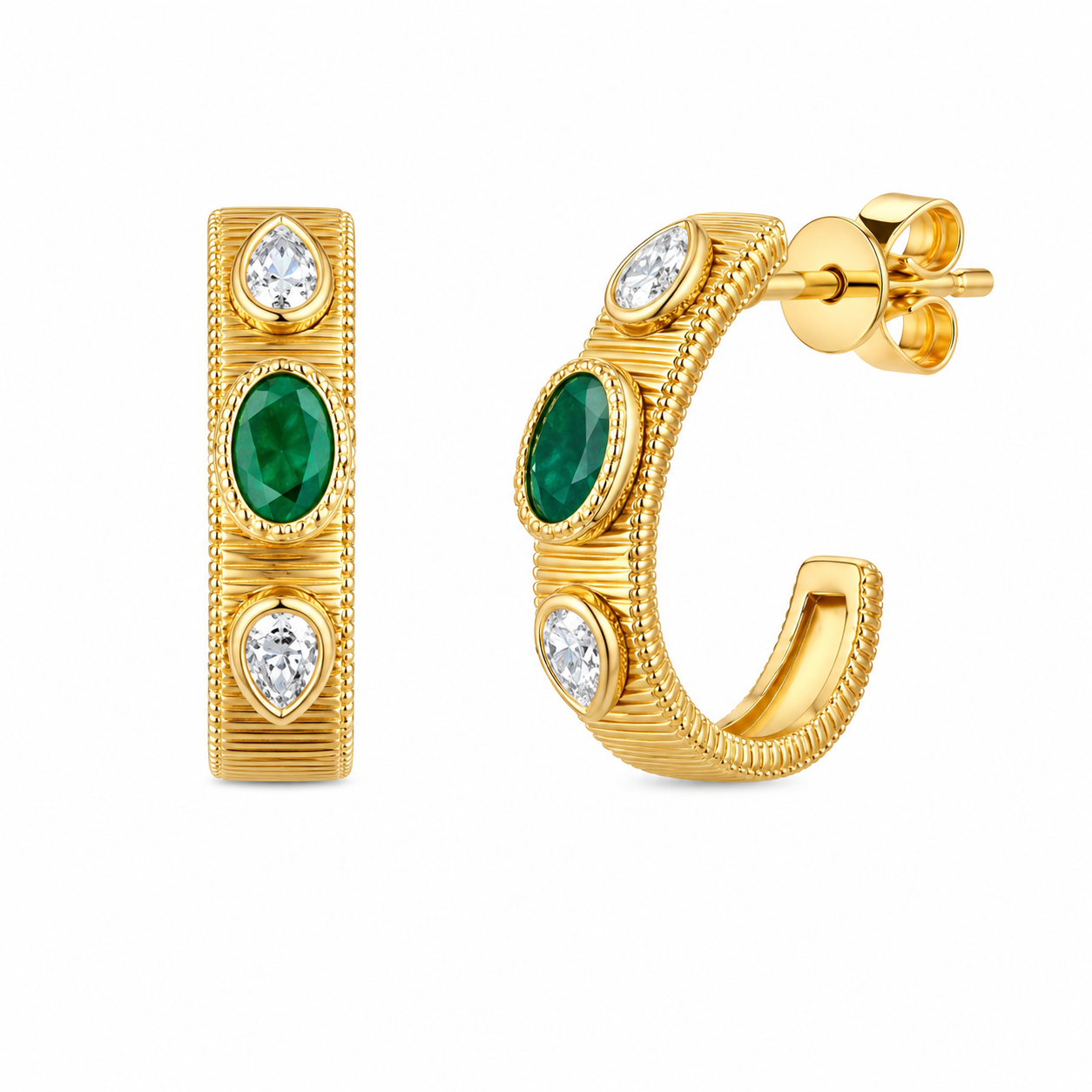 0.12CT Diamond Earrings 0.50CT Green Garnett