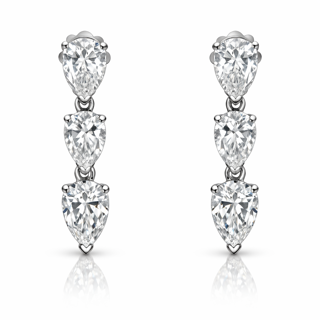 3.32CT Lab Diamond Pear Shape Earrings 14k White Gold