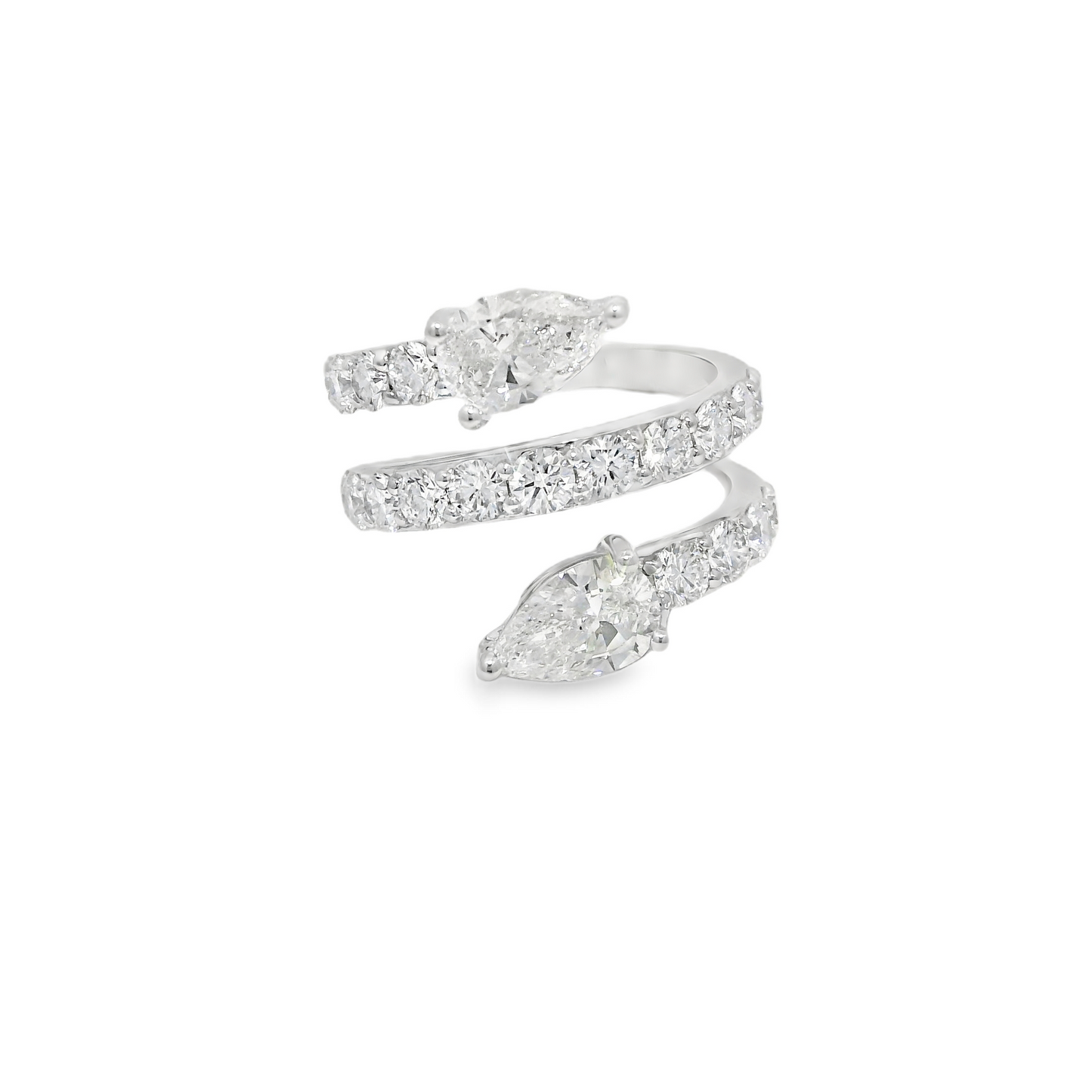 5.58CT Pear Shape and Round Cut Lab Diamond Ring 14k White Gold