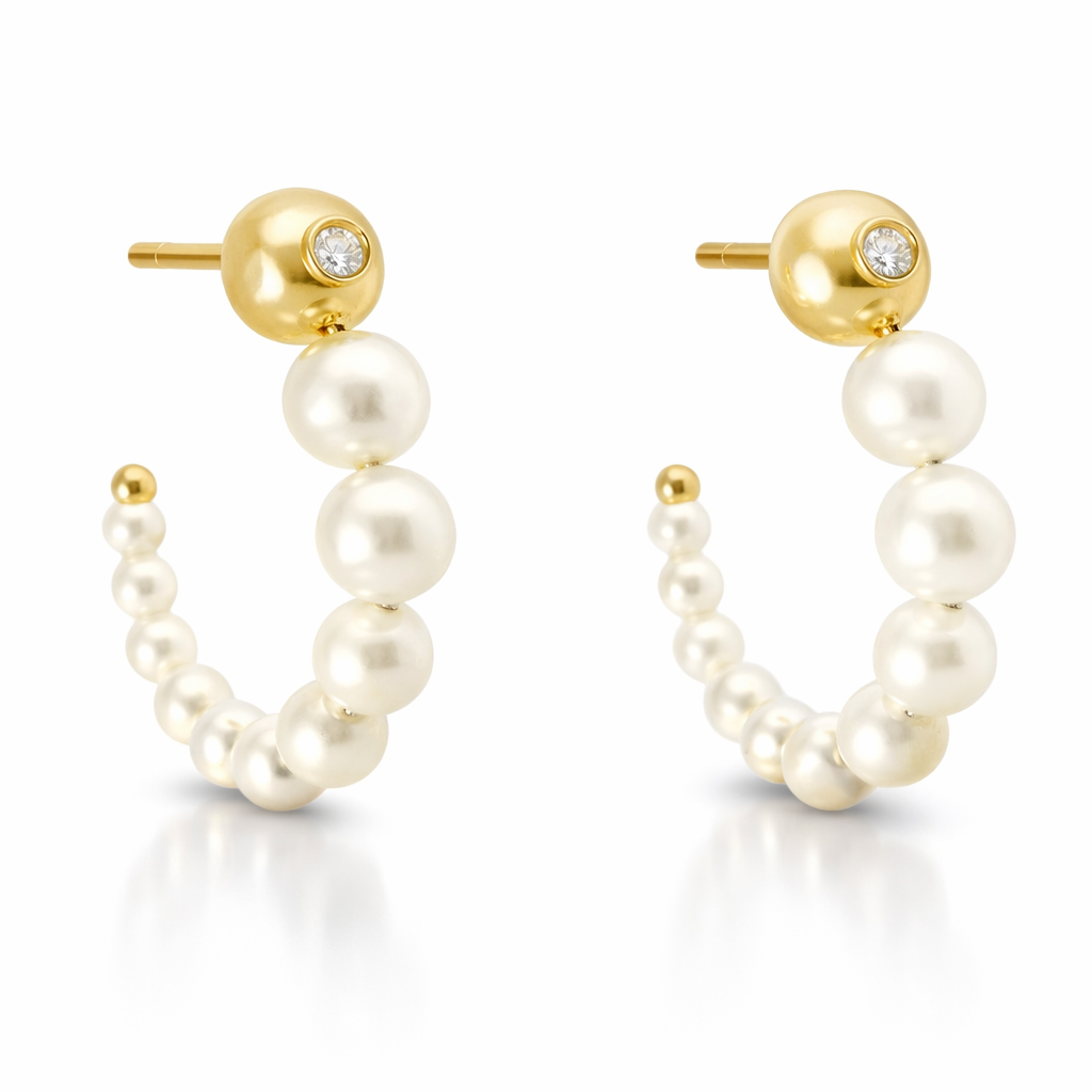 0.09CT Diamond 14k Yellow Gold Pearl Earring