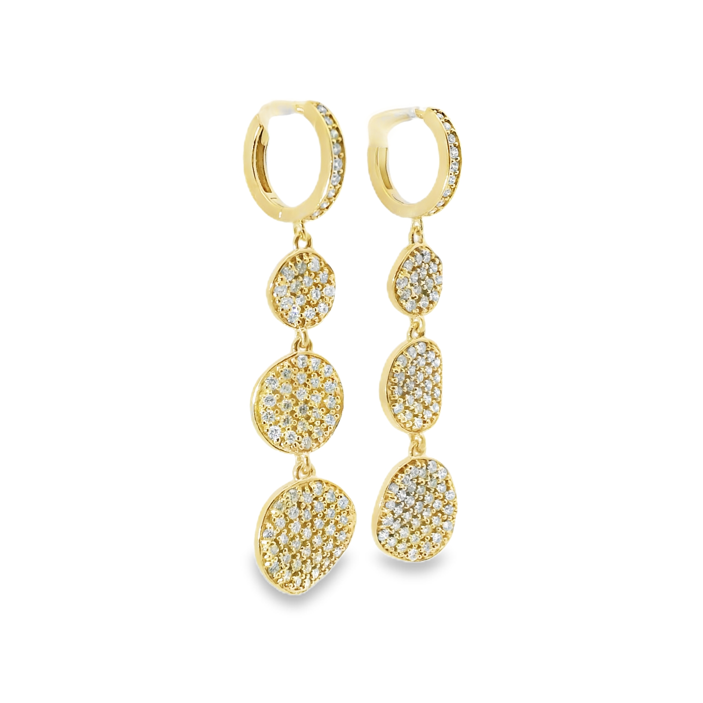 1.60 CT Diamond Chip Dangle Earrings 14K Gold