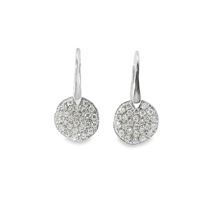 1.11 CT Diamond Chip Hoop Top Earrings 14K Gold