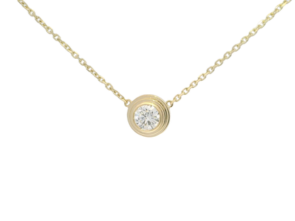 1.05CT Lab Diamond Bezel Set Pendant 14K Yellow Gold