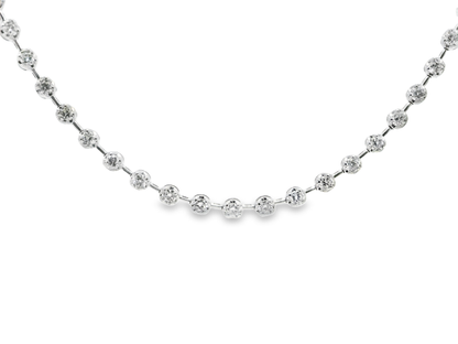 7.42CT Round Cut Diamond 4 Prong Tennis Necklace 14K Gold