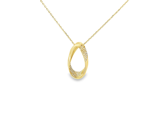 0.19CT Diamond Twist Pendant 14K Gold