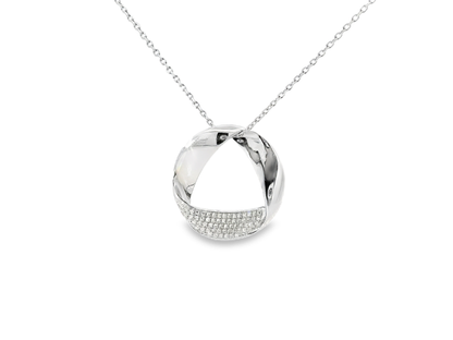 0.18CT Diamond Twist Pendant 14K White Gold