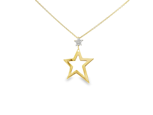 0.05CT Diamond Star Pendant 14k Yellow Gold