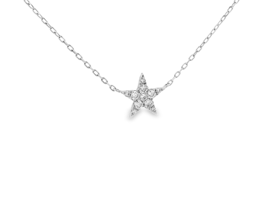 0.05CT Diamond Flower Set Pendant 18K White Gold