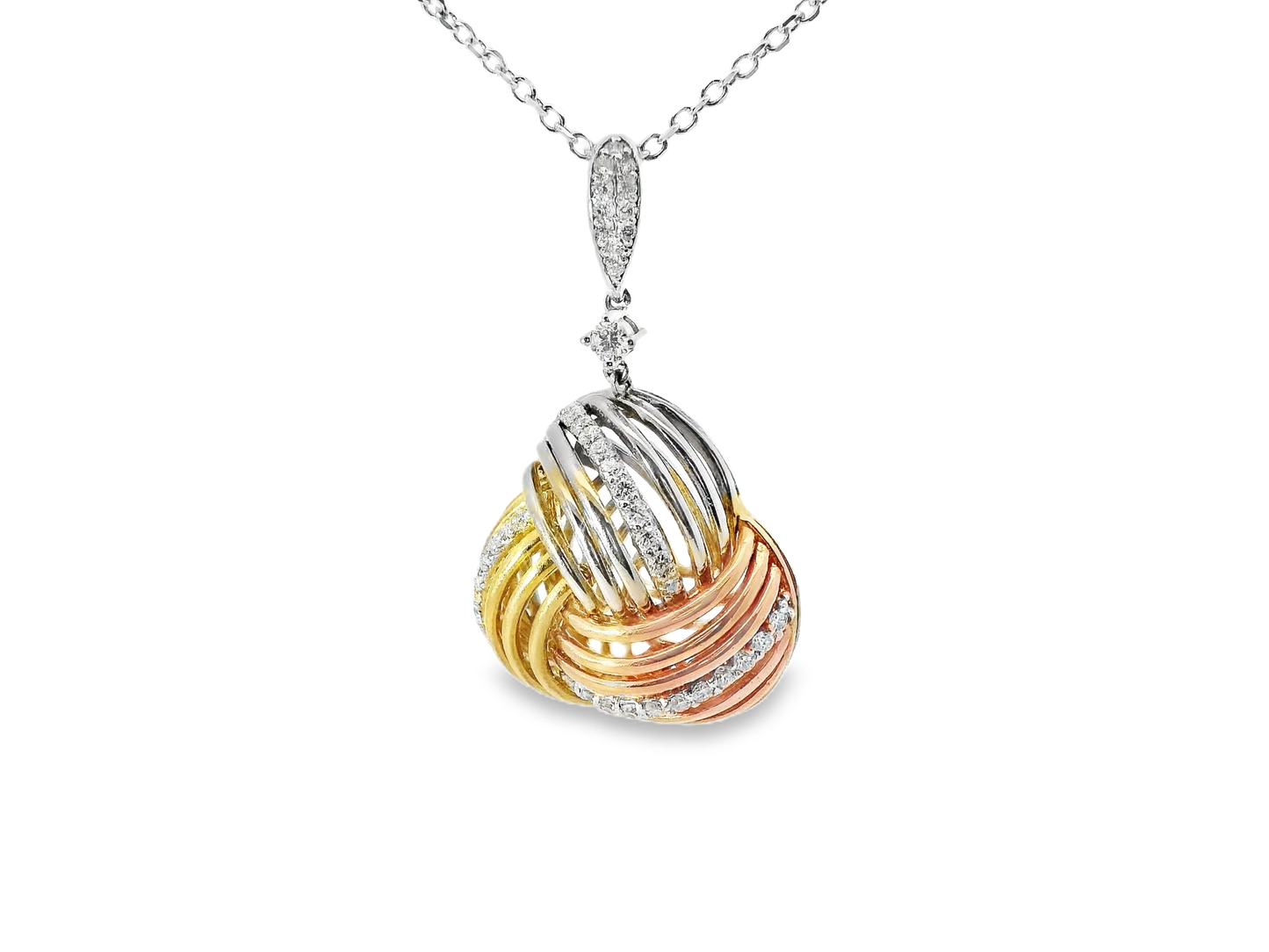 0.74CT Diamond Multi-Colored Pendant 14K Gold