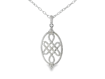 1.02CT Diamond Pendant with Intricate Design 14K White Gold