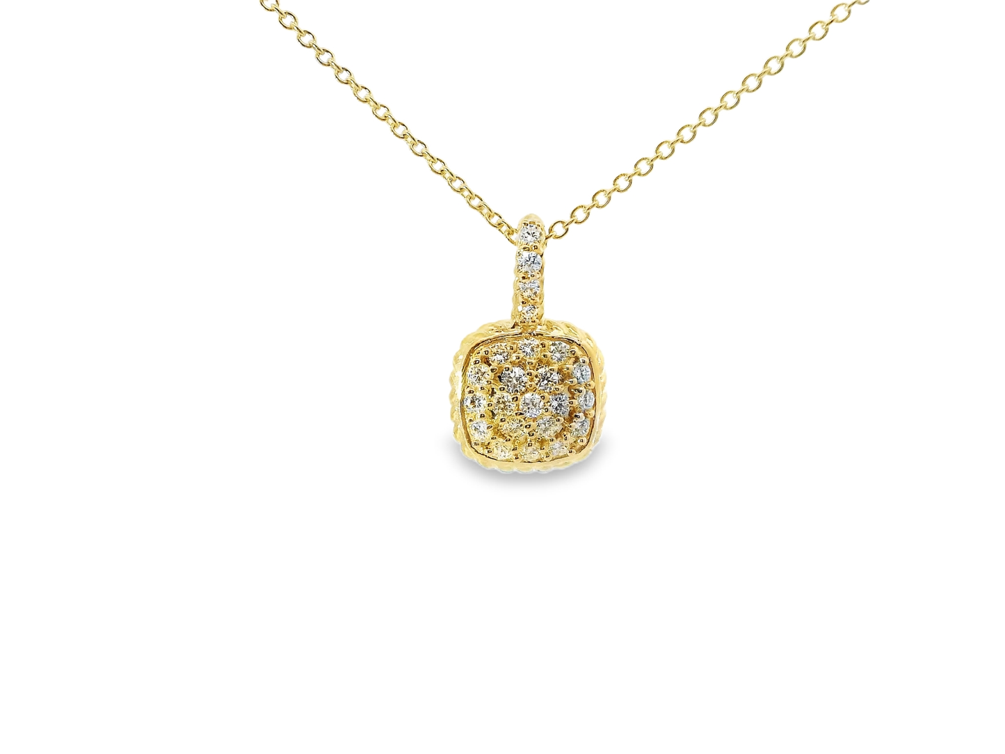 0.42CT Diamond Square Pendant 14k Yellow Gold