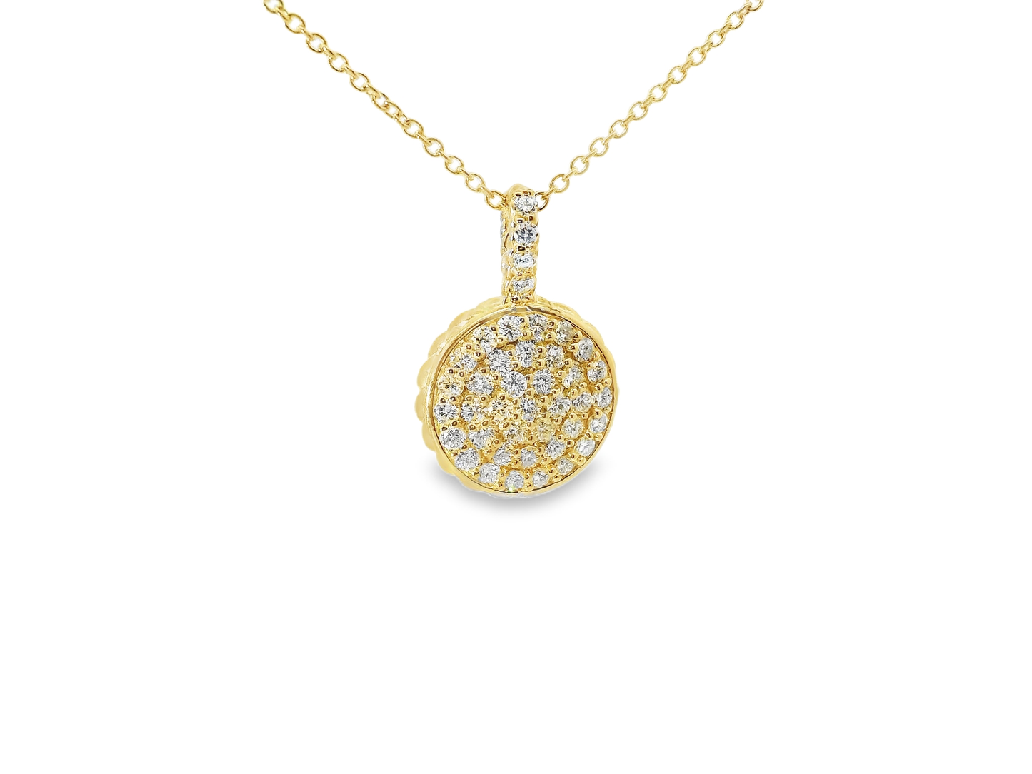 0.80CT Diamond Round Pendant 14K Yellow Gold