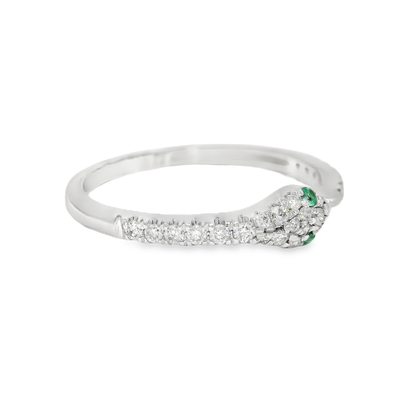 0.18CT Diamond Serpent Ring 18K White Gold