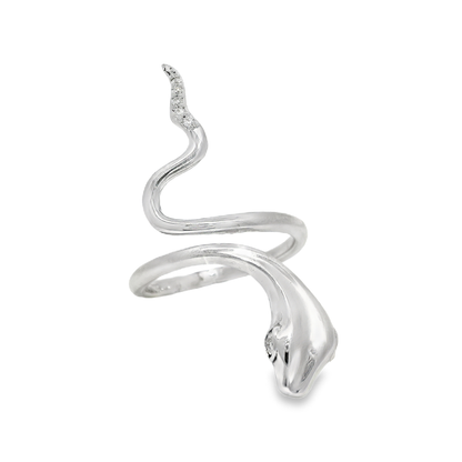 0.05CT Diamond Serpent Ring 14K White Gold