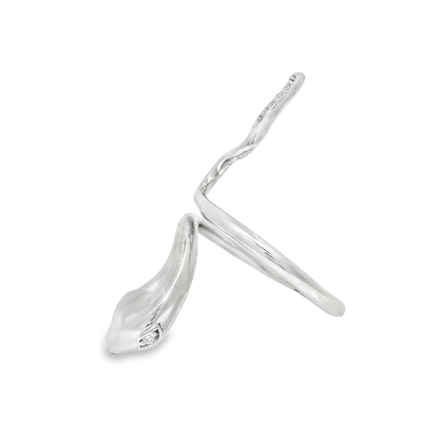 0.05CT Diamond Serpent Ring 14K White Gold