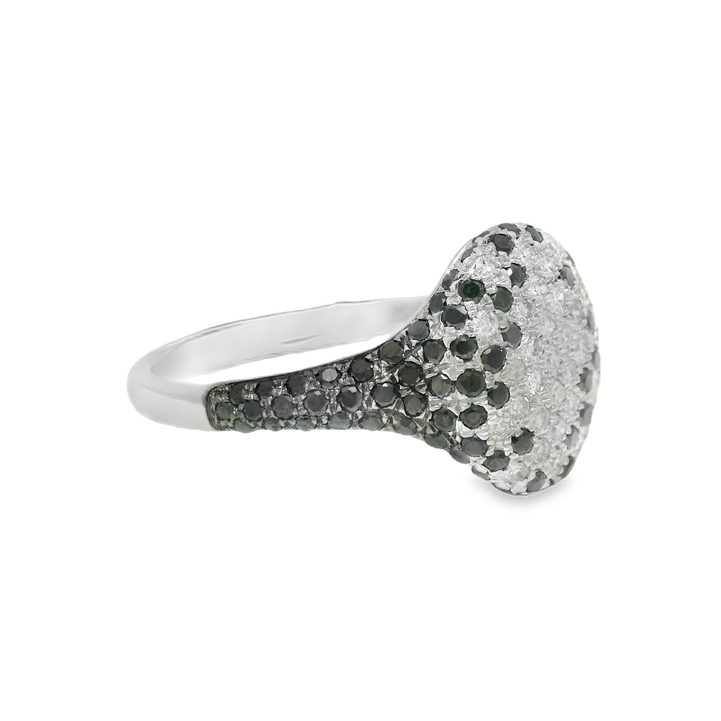 0.15CT Diamond & 0.53CT Black Diamond  Ring 14k White Gold