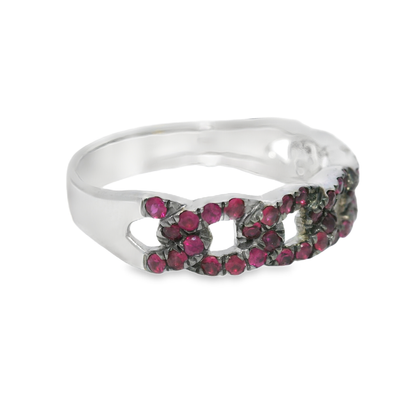 0.55CT Pink Sapphire Ring 14k White Gold