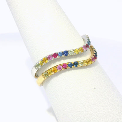 0.35CT Mixed Sapphire 14k Yellow Gold Ring