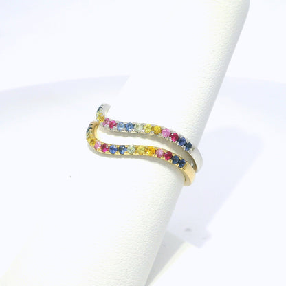 0.35CT Mixed Sapphire 14k Yellow Gold Ring