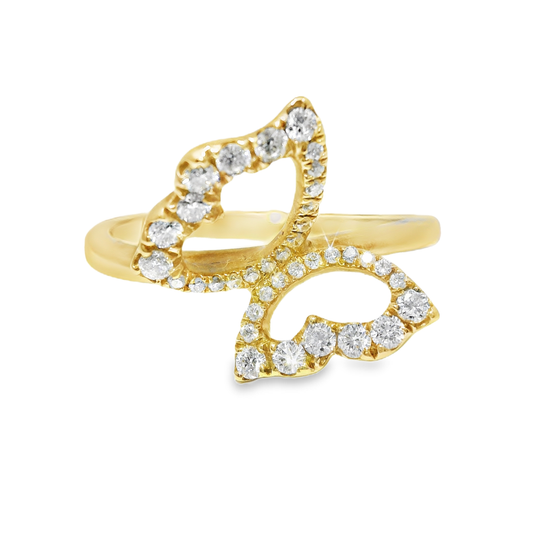 0.25CT Round Cut Diamond Butterfly Ring 14K Gold