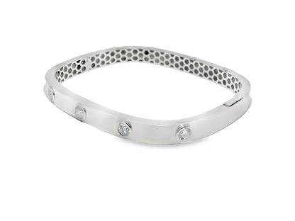 1.19CT Diamond Bangle 14k White Gold