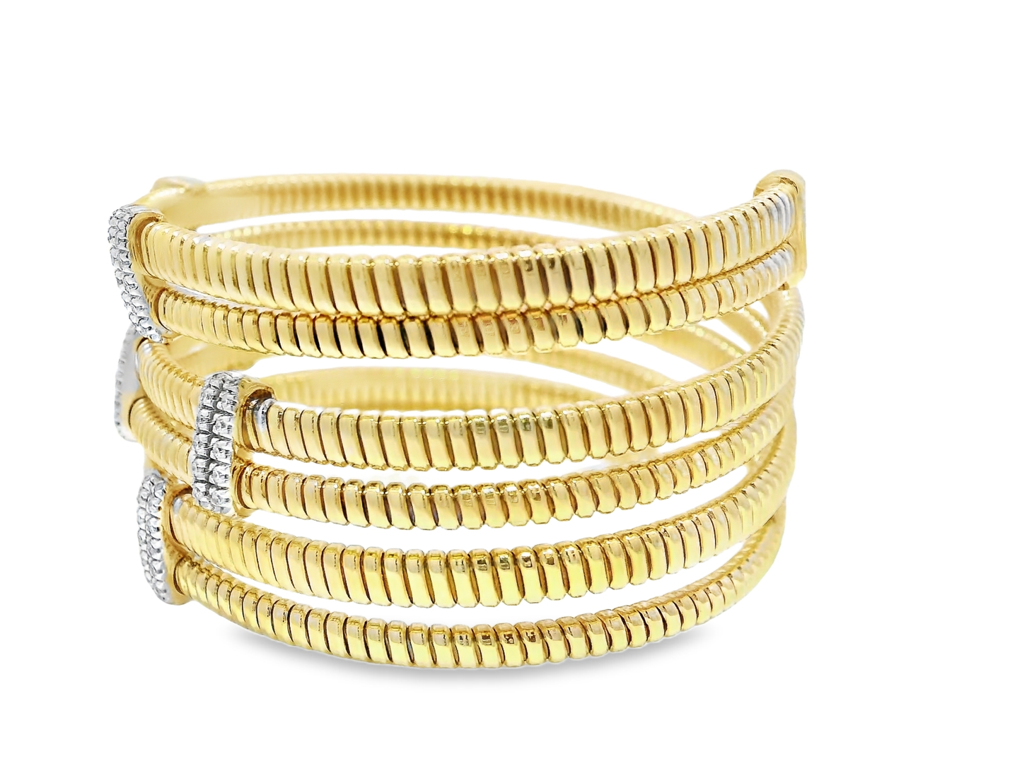 0.71CT Diamond Bangle 14k Yellow Gold