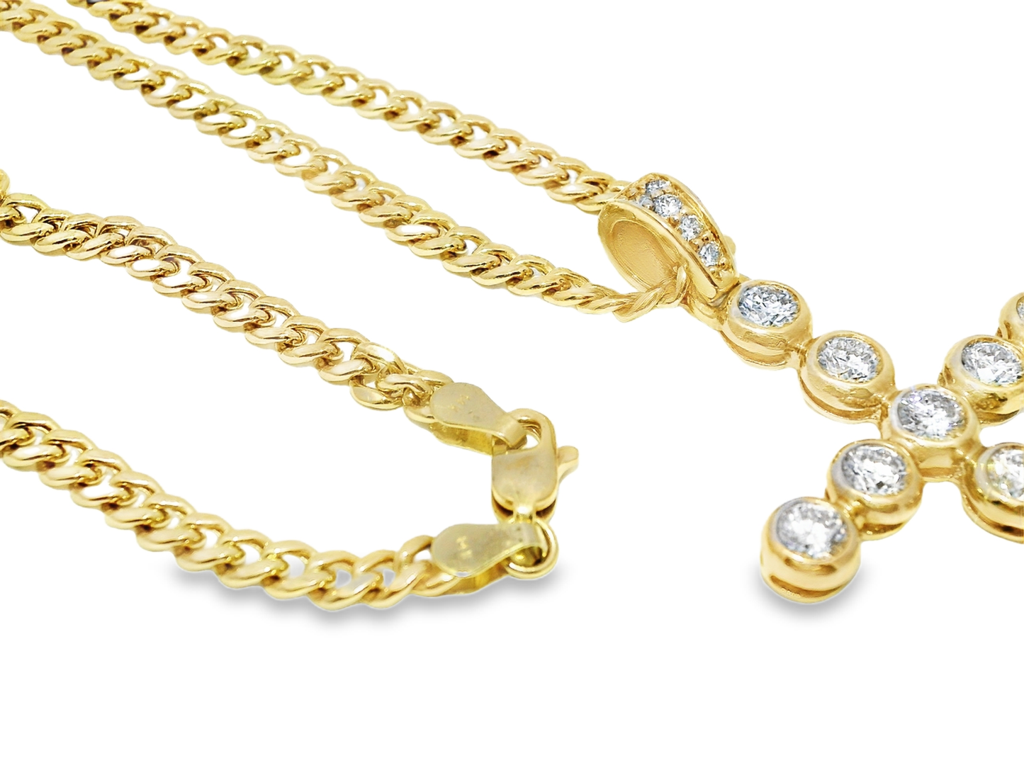 2.79CT Natural Diamond Cross Pendant 14k Yellow Gold