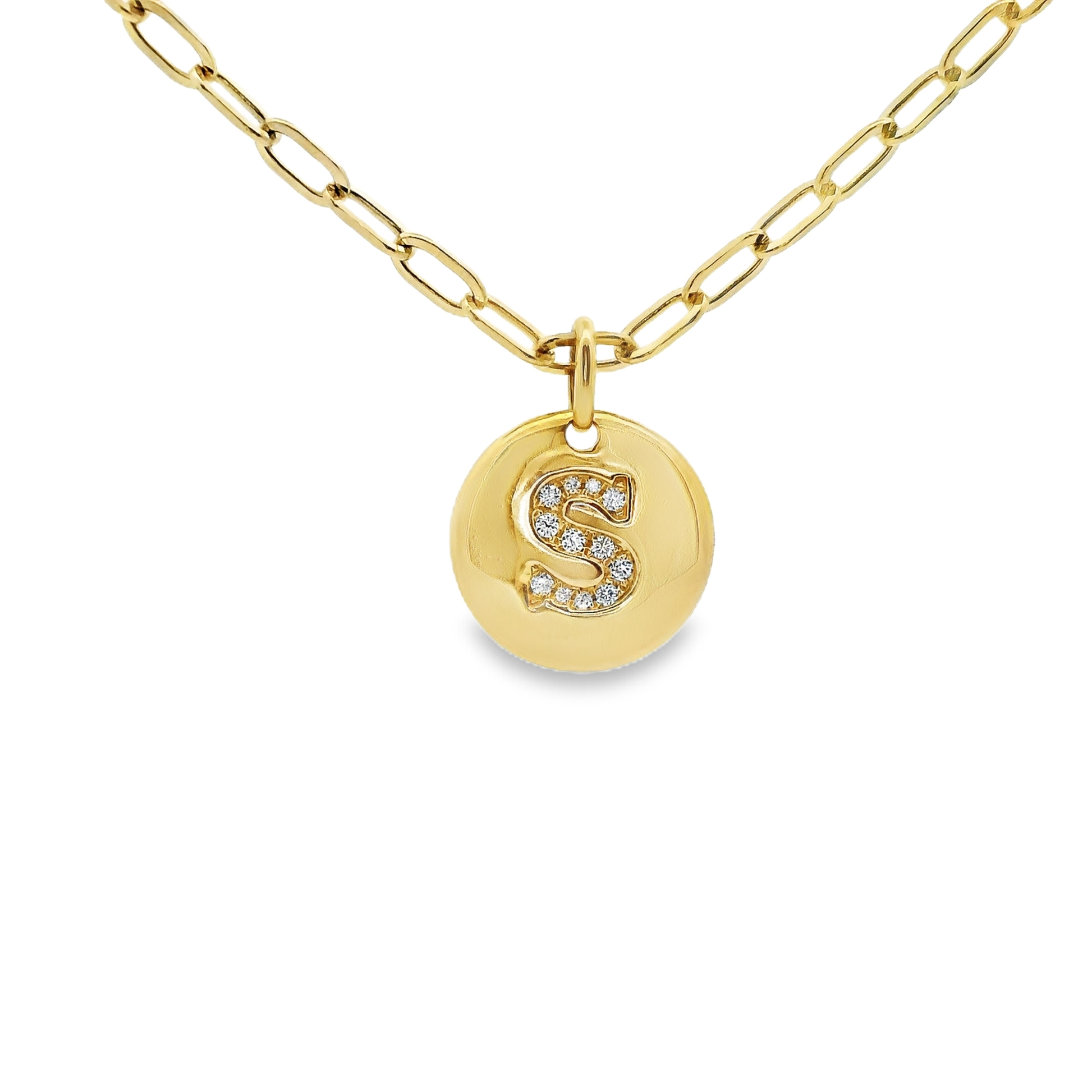 0.08ct diamond initial pendant in 14k yellow gold – Niara
